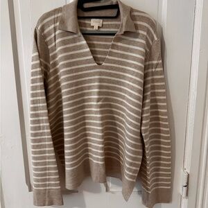 Cyrus Tan and White Striped Sweater